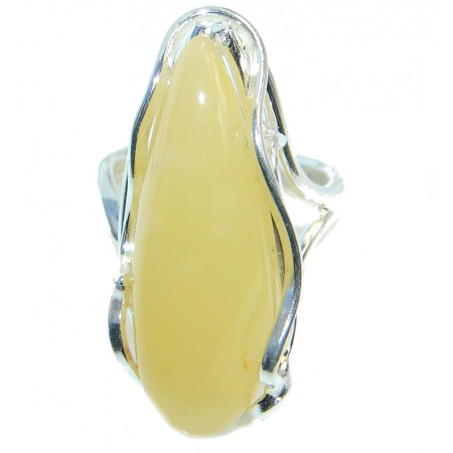Genuine Butterscoth Baltic Polish Amber Sterling Silver handmade Ring size 8
