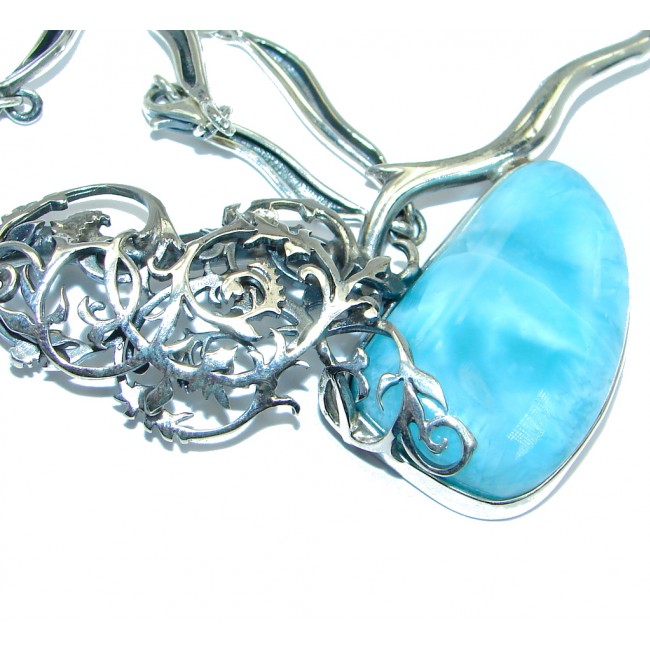 One of the kind Nature inspired Sublime Larimar Sterling Silver handmade necklace