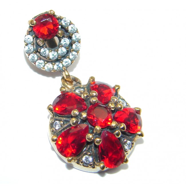 Victorian Vintage Style Ruby Two tones Sterling Silver Pendant