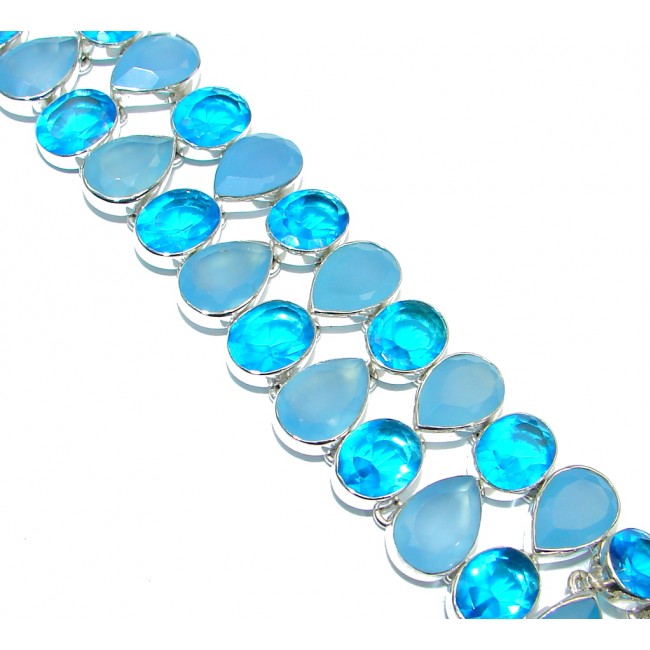 Chic Genuine Chalcedony Agate .925 Sterling Silver handcrafted Bracelet