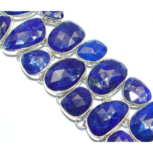 Chic Blue Waves Lapis Lazuli Sterling Silver handcrafted Bracelet