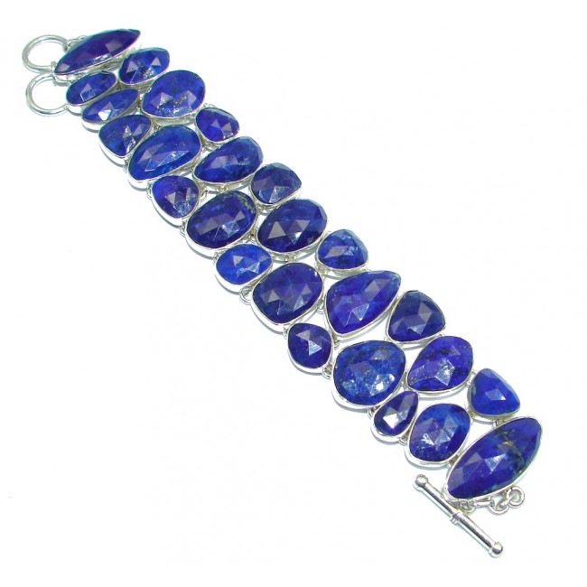 Chic Blue Waves Lapis Lazuli Sterling Silver handcrafted Bracelet