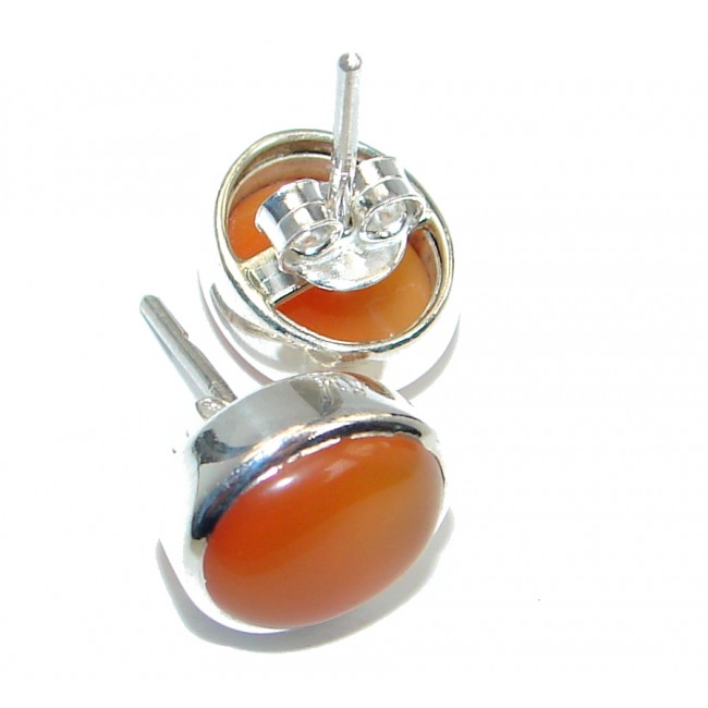 Delicate Orange Carnelian Sterling Silver handmade earrings