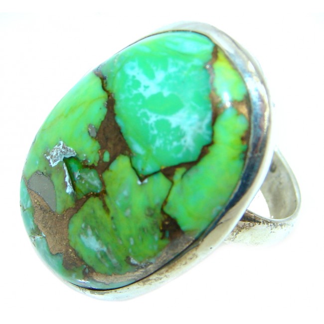 Copper Green Turquoise Sterling Silver handmade Ring s. 7 1/4