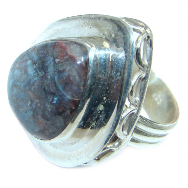 Classy Brown Picasso Jasper Sterling Silver Ring s. 8