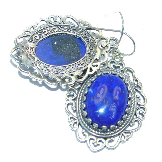 Bold Handcrafted Navy Blue Lapis Lazuli Sterling Silver handmade earrings