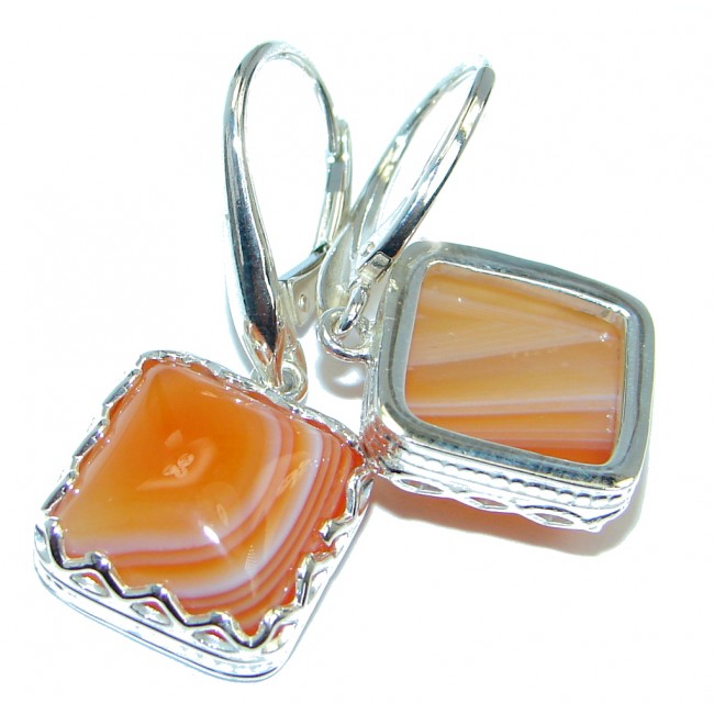Sublime Orange Botswana Agate Sterling Silver handmade earrings