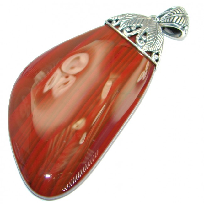 Fabulous natural Red Jasper oxidized Sterling Silver handmade Pendant