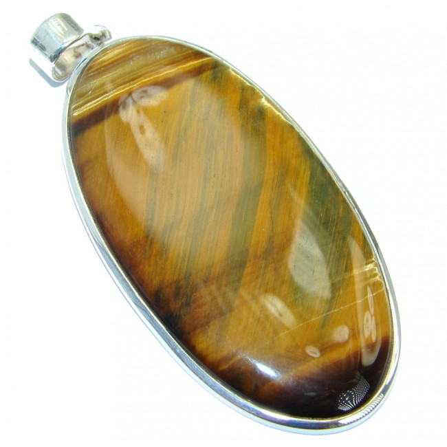Incredible quality Silky Golden Tigers Eye Sterling Silver handmade Pendant