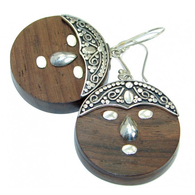 Excellent Quality Of Bamboo Wood Silver Sterling Silver earrings