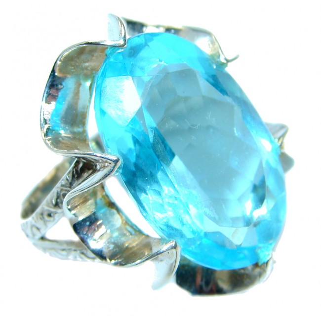 Energazing created Swiss Blue Topaz Sterling Silver Ring size 9 3/4