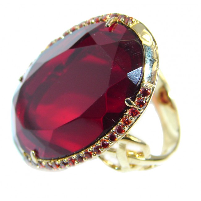 Ultra Fancy created Red Ruby Rose Gold over Sterling Silver Cocktail ring s. 8