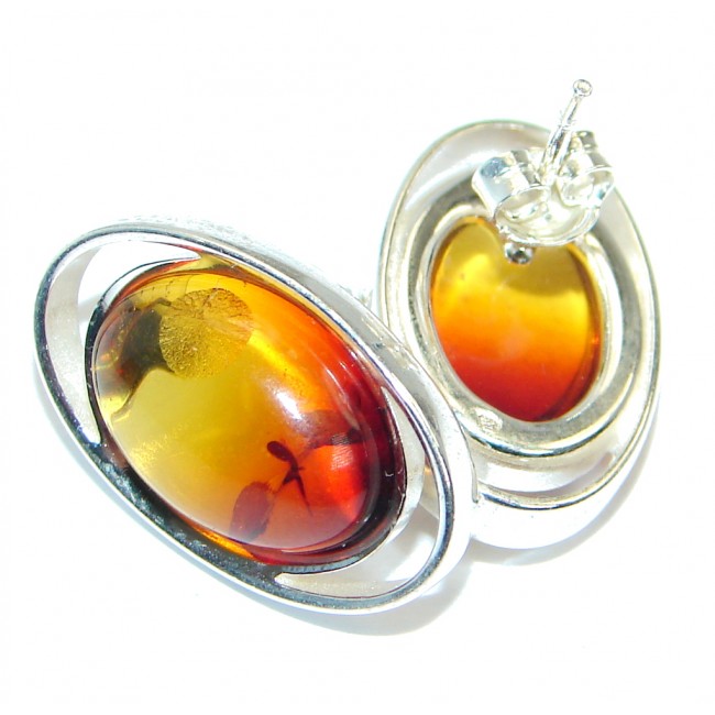 Genuine Baltic Polish Amber Sterling Silver handcrafted Earrings