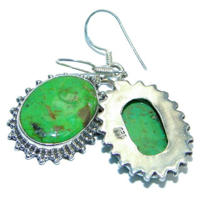 Perfect Green Turquoise Sterling Silver handmade earrings