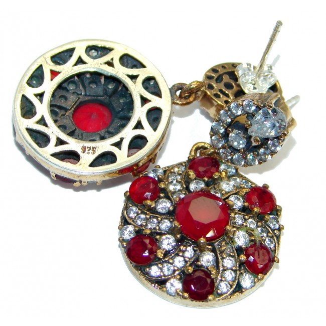 Trendy Ruby Sterling Silver handmade stud earrings