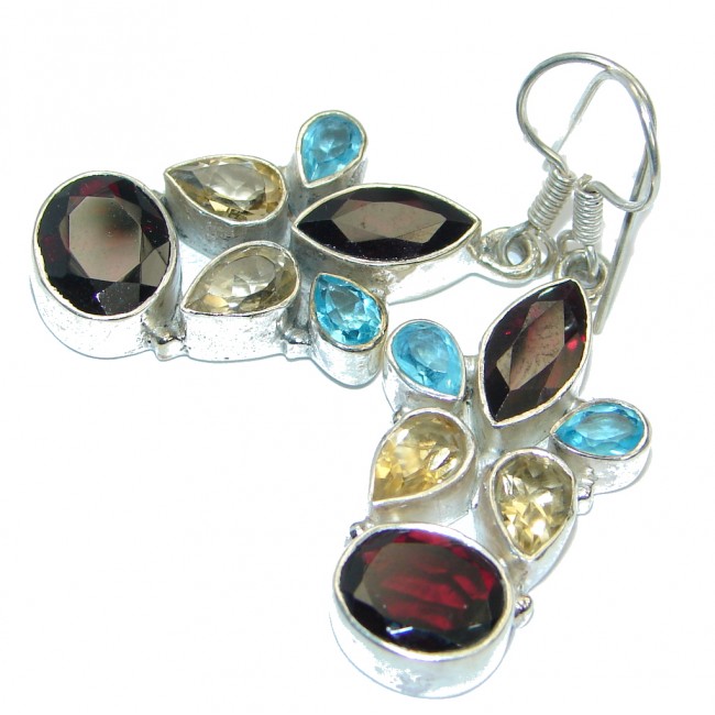 Unique NATURAL Garnet .925 Sterling Silver handmade earrings