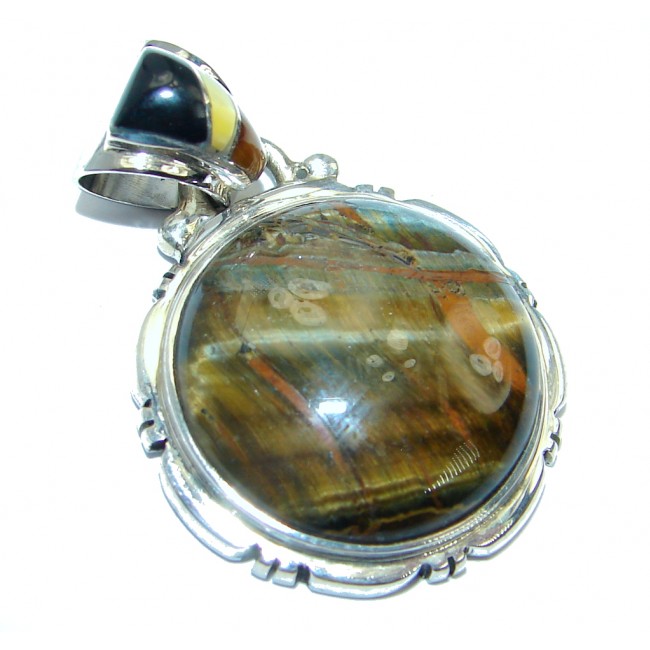 Incredible quality Silky Golden Tigers Eye Sterling Silver handmade Pendant