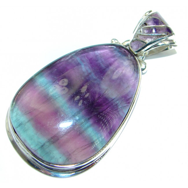 Secret Purple genuine Fluorite Sterling Silver handcrafted Pendant