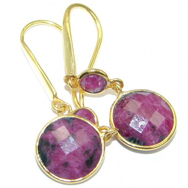 Trendy Ruby Gold plated over .925 Sterling Silver handmade earrings
