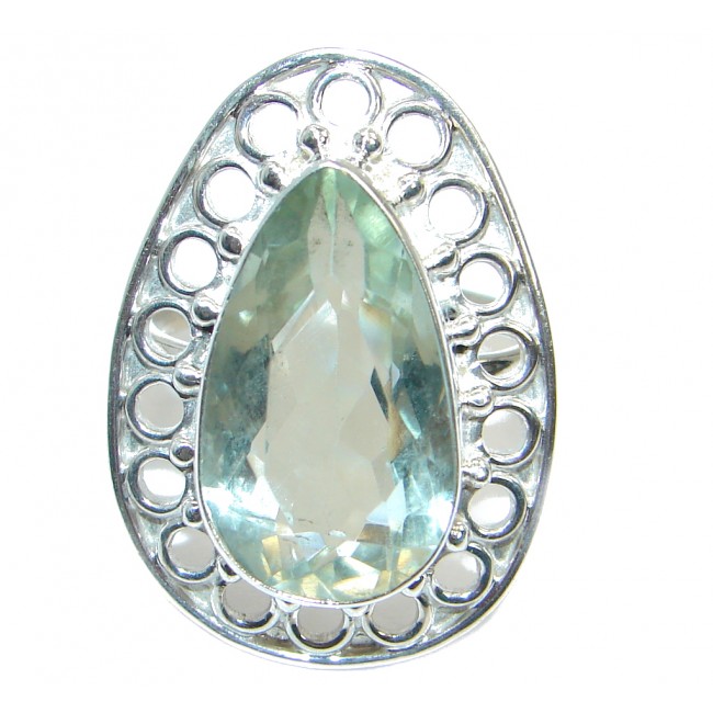 Supernova Green Amethyst Sterling Silver Cocktail ring; s. 9 1/4