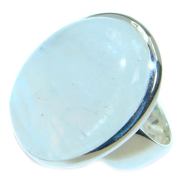 Great Fire Moonstone Oxidized Sterling Silver handmade ring size 8 1/4