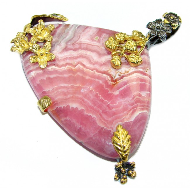 Simply Perfect Rhodochrosite Gold plated over .925 Sterling Silver handcrafted Pendant
