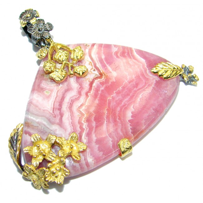 Simply Perfect Rhodochrosite Gold plated over .925 Sterling Silver handcrafted Pendant