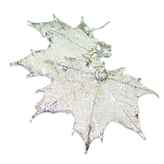 Large Real Leaves Deeped in .925 Sterling Silver earrings