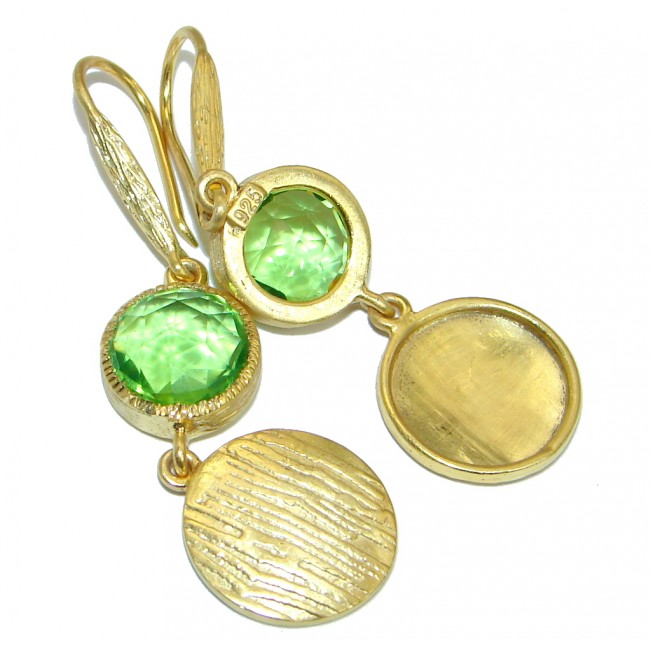Genuine Peridot Gold plated over .925 Sterling Silver handamde earrings