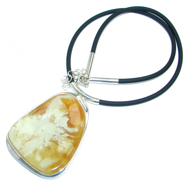 Natural Butterscotch Yellow Baltic Polish Amber Sterling Silver HANDMADE necklace