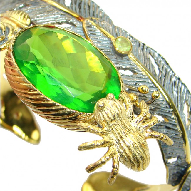 Huge One in the World created Peridot Gold plated over .925 Sterling Silver Bracelet / Cuff