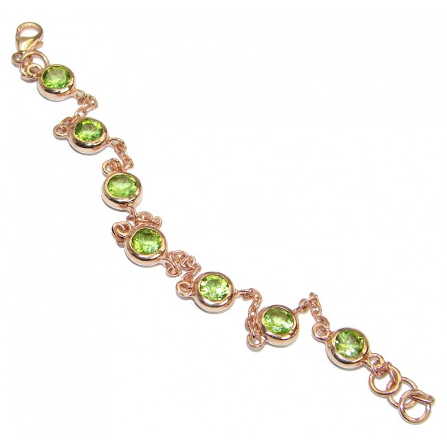 Genuine Green Peridot Rose Gold plated over .925 Sterling Silver Bracelet