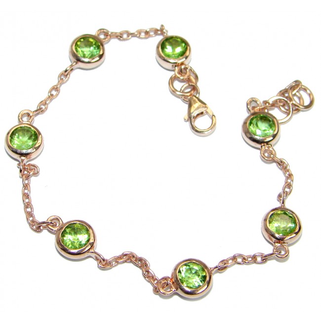 Genuine Green Peridot Rose Gold plated over .925 Sterling Silver Bracelet