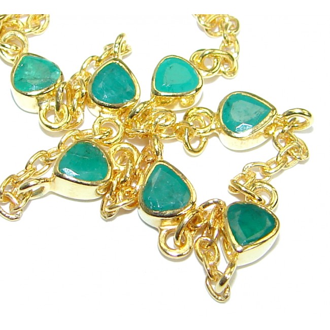 Genuine Emerald Ruby 18 ct Gold plated over .925 Sterling Silver handmade Bracelet