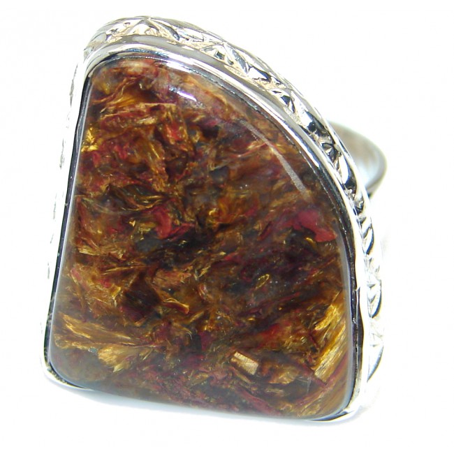 Simply Beautiful Pietersite .925 Sterling Silver handmade Ring size 8 3/4