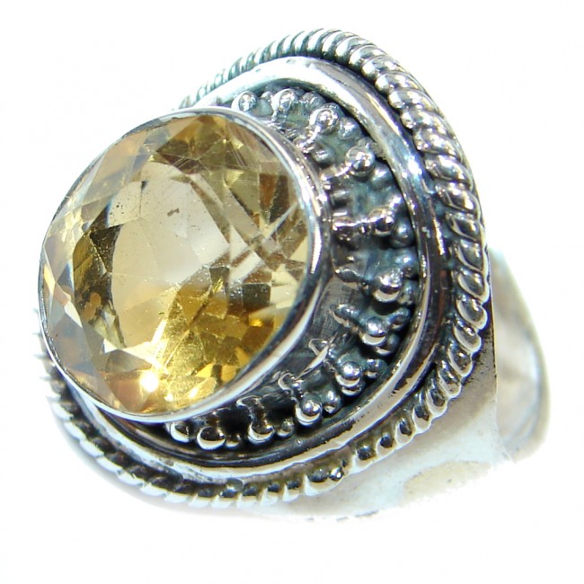 Energazing Yellow Citrine .925 Sterling Silver Cocktail Ring size 7