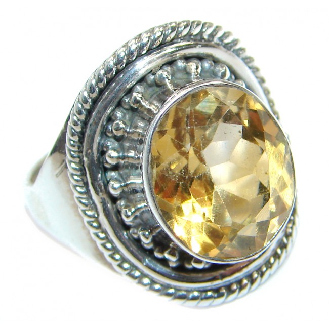 Energazing Yellow Citrine .925 Sterling Silver Cocktail Ring size 7