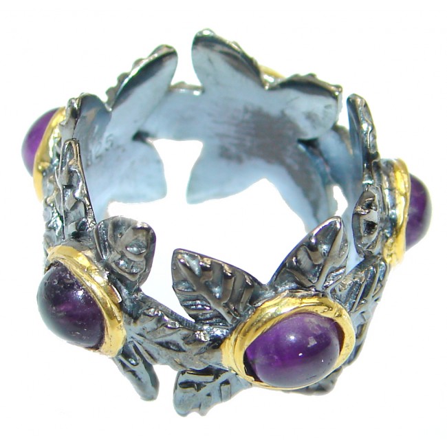 Unique Style genuine Amethyst Gold plated over .925 Sterling Silver ring; s. 5 1/2