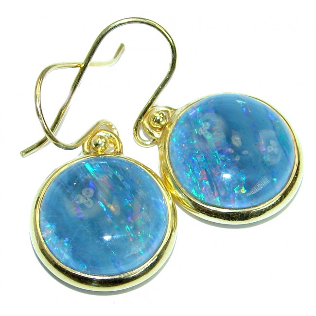 Classy Design Doublet Opal Gold plated over .925 Sterling Silver handmade earrings