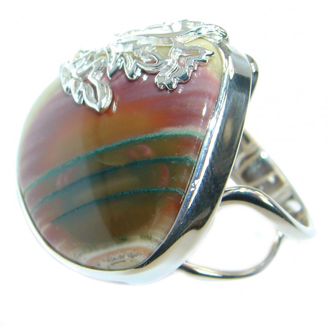 Charming Design authentic Imperial Jasper Sterling Silver ring size 7 adjustable