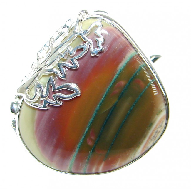 Charming Design authentic Imperial Jasper Sterling Silver ring size 7 adjustable