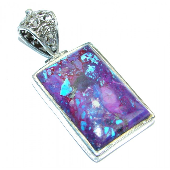 Sublime Jaipur Style Purple Turquoise .925 Sterling Silver Pendant
