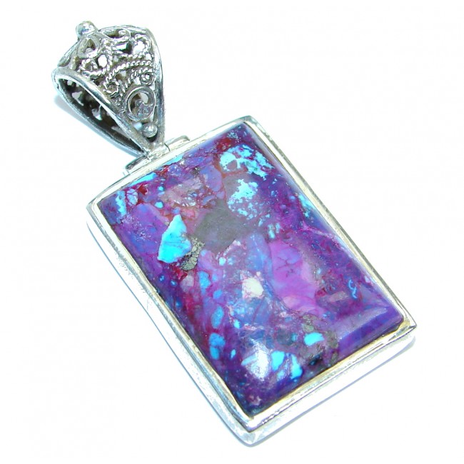 Sublime Jaipur Style Purple Turquoise .925 Sterling Silver Pendant