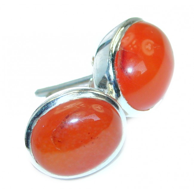 Delicate Orange Carnelian Sterling Silver handmade earrings