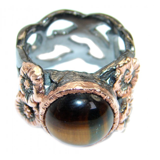 Golden Tigers Eye Rose Gold plated over .925 Sterling Silver ring s. 9