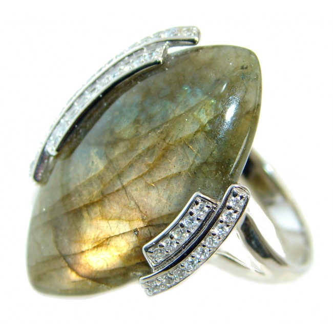 Very Fancy Fire Labradorite Sterling Silver Cocktail ring s. 11 1/4