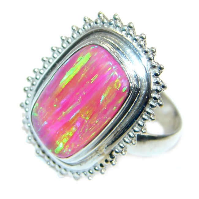 Pink Japanese Fire Opal .925 Sterling Silver ring size 8 adjustable