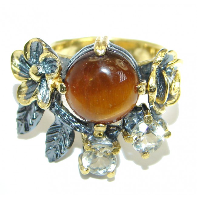Golden Tigers Eye Rose Gold plated over .925 Sterling Silver ring s. 6