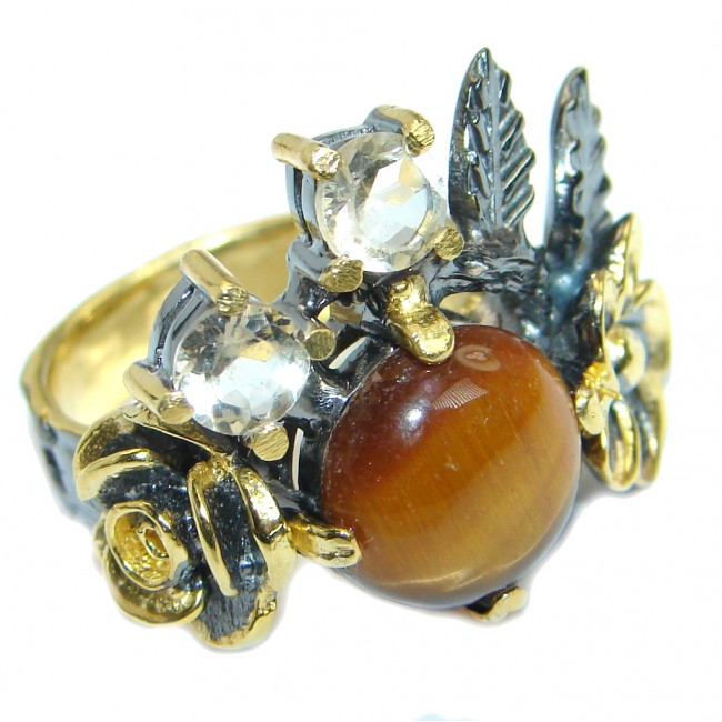 Golden Tigers Eye Rose Gold plated over .925 Sterling Silver ring s. 6