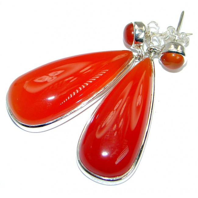 Sublime Orange Carnelian .925 Sterling Silver handmade stud earrings